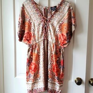 ANGIE KIMONO STYLE DRESS CAMEL/ORANGE SZ LARGE